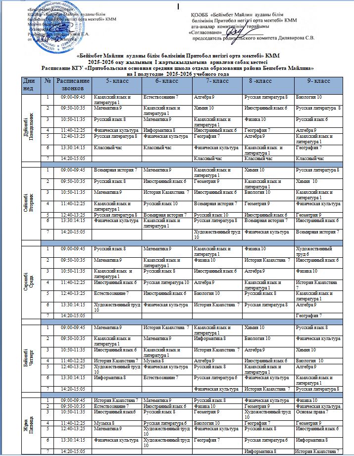 расписание